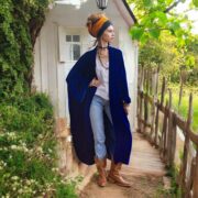 Silky Royal Sapphire Velvet Kimono Duster – Boho Bridal Wrap | Mai by ZinniaPearl - Image 5
