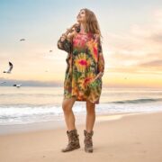Tie-Dye Boho Tunic Dress: Plus Size Cotton Caftan - Galaxy - Image 5