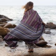 Plus Size Handwoven Boho Kimono Robe: Sable Wine Cotton Duster - Imperial - Image 3