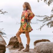 Tie-Dye Boho Tunic Dress: Plus Size Cotton Caftan - Galaxy - Image 2
