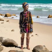 Handmade Tie-Dye Caftan Dress: Plus Size Boho Kimono Top Galaxy - Image 5