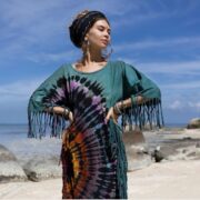 Tie-Dye Fringe Tunic Dress: Boho Festival Kaftan, Plus Size - Arlo - Image 8