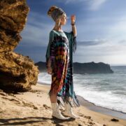 Tie-Dye Fringe Tunic Dress: Boho Festival Kaftan, Plus Size Cover-Up - Arlo - Image 2