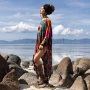 Hand-Tiedye Cotton Poncho: Fringe Boho Festival Wear - Arlo - Image 2