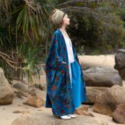 Indigo Oasis Velvet Kimono Duster: Plus Size Boho Coat - Harper Jade - Image 2