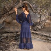 Lace-Trimmed Cotton Maxi Dress: Handmade Boho-Chic Kaftan - Lunette - Image 3