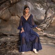 Lace-Trimmed Cotton Maxi Dress: Handmade Boho-Chic Kaftan - Lunette - Image 4