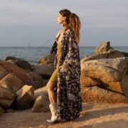 Plus Size Velvet Kimono Robe – Dusky Aviary Petal Boho Duster with Pockets, Floral Fall Jacket for Holiday Parties | Harper Jade by ZP - Image 9