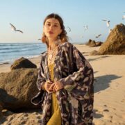 Plus Size Velvet Kimono Robe – Dusky Aviary Petal Boho Duster with Pockets, Floral Fall Jacket for Holiday Parties | Harper Jade by ZP - Image 4