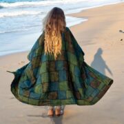 Plus Size Boho Kimono Duster: Green Patchwork Cotton Jacket - Veda - Image 7
