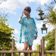 Tie-Dye Tunic Dress: Turquoise Sunburst Caftan, Plus Size Boho Top - Galaxy - Image 8