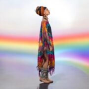 Celestial Heart Tie-Dye Poncho Dress: Boho Fringe Kaftan Cover-Up - Arlo - Image 6