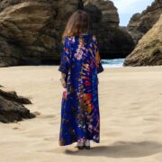 Plus Size Tie Dye Maxi Dress: Indigo Nebula Boho Caftan - Euphora - Image 7