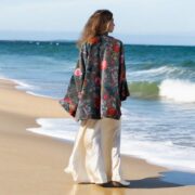 Plus Size Velvet Kimono Jacket: Floral Boho Duster, Handmade - Mei - Image 7
