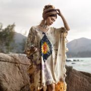 Plus Size Tie Dye Tunic Dress: Boho Beach Cover Up - Cleo - Image 4