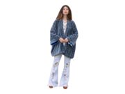 Plus Size Velvet Kimono Jacket: Indigo Floral Boho Duster - Mei - Image 9