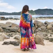 Plus Size Tie Dye Maxi Dress: Cotton Boho Caftan - Euphoria - Image 3