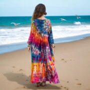 Plus Size Tie Dye Maxi Dress: Cotton Boho Caftan - Euphoria - Image 7