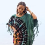 Tie-Dye Fringe Tunic Dress: Boho Plus Size Kaftan - Arlo - Image 4