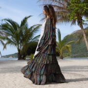 Bali Kimono: Silky Boho Ruffle Duster - Beach Coverup - Image 2