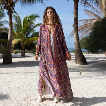 Silky Blend Kimono: Vintage Boho Chic Duster Robe - Plus Size - Mai