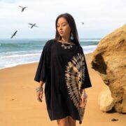 Plus Size Tie Dye Tunic Dress – Handmade Boho Festival Cotton Kaftan Top 1X-3X Galaxy - Image 8