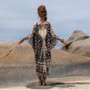 Boho Tie-Dye Fringe Tunic Dress: Plus Size Kaftan Beach Cover-Up - Arlo - Image 6