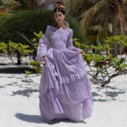 Handmade Lavender Boho Wedding Dress: Smocked Cotton Cottagecore Gown - Mila