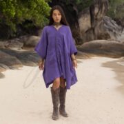 Plus Size Boho Cotton Tunic Dress: Crinkle Kaftan with Pockets - Bellina