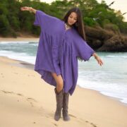 Plus Size Boho Cotton Tunic Dress: Crinkle Kaftan with Pockets - Bellina - Image 8