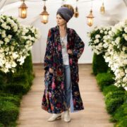 Plus Size Velvet Kimono Robe: Starlit Petals Boho Duster - Harper Jade - Image 5