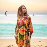 Tie-Dye Boho Tunic Dress: Plus Size Cotton Caftan - Galaxy - Image 8