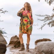Tie-Dye Boho Tunic Dress: Plus Size Cotton Caftan - Galaxy