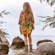 Tie-Dye Boho Tunic Dress: Plus Size Cotton Caftan - Galaxy - Image 3