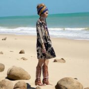 Handmade Tie-Dye Caftan Dress: Plus Size Boho Kimono Top Galaxy - Image 6