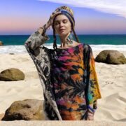 Handmade Tie-Dye Caftan Dress: Plus Size Boho Kimono Top Galaxy - Image 8