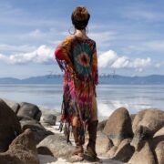 Hand-Tiedye Cotton Poncho: Fringe Boho Festival Wear - Arlo - Image 3