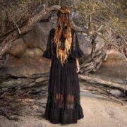 Lace-Trimmed Boho Maxi Dress: Handmade Cotton Resort Gown - Lunette - Image 3