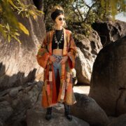 Boho Silk Kimono Duster: Handmade Patchwork Festival Robe - Nina - Image 5