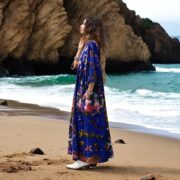 Plus Size Tie Dye Maxi Dress: Indigo Nebula Boho Caftan - Euphora - Image 6