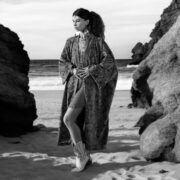 Plus Size Velvet Kimono Robe: Golden Petals Boho Duster - Harper jade - Image 9