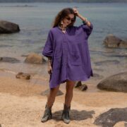 Boho Cotton Tunic Dress with Pockets: Plus Size Kaftan Cover Up - Bellina