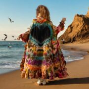 Hand-Dyed Tie-Dye Kimono: Ruffle Hem Boho Duster - Callie - Image 6