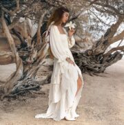Boho Wedding Dress: Moonstone Cream Cotton Gown, Plus Size Bridal - Isabella - Image 2
