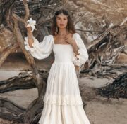 Boho Wedding Dress: Moonstone Cream Cotton Gown, Plus Size Bridal - Isabella - Image 5