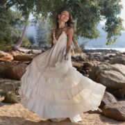 Boho Wedding Dress: Moonlight Cream Smocked Cotton Maxi Gown - Thea - Image 4