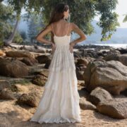 Boho Wedding Dress: Moonlight Cream Smocked Cotton Maxi Gown - Thea - Image 3