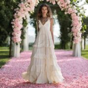 Boho Wedding Dress: Moonlight Cream Smocked Cotton Maxi Gown - Thea - Image 9