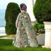 Boho Velvet Kimono Duster: Plus Size Elysian Sage Floral Coat - Harper Jade - Image 7