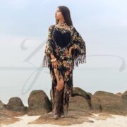 Boho Tie-Dye Fringe Tunic Dress: Plus Size Kaftan Poncho - Arlo